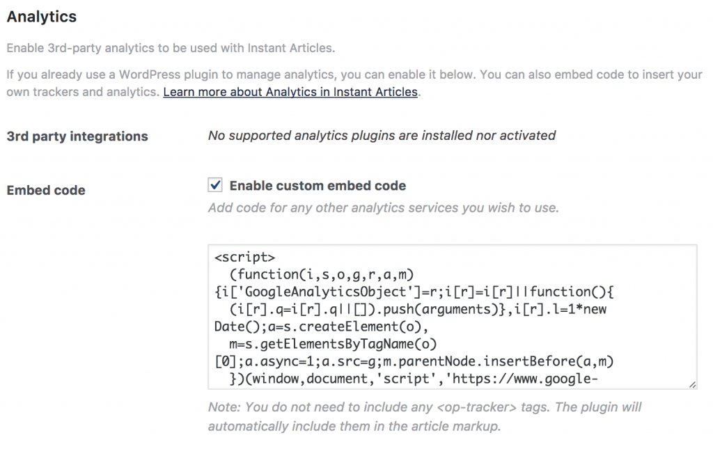 Google Analytics For Facebook Instant Articles
